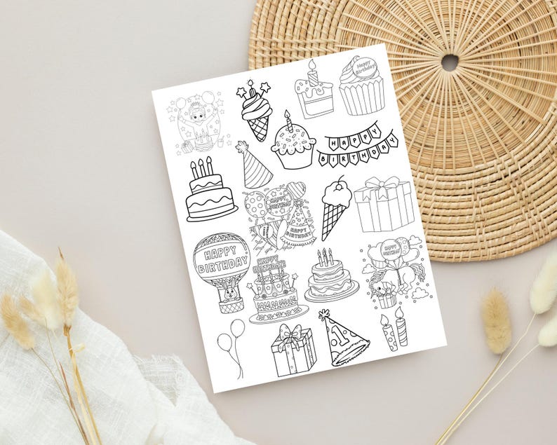 Kids' Happy Birthday Coloring Book, Birthday Party Activity Book ...