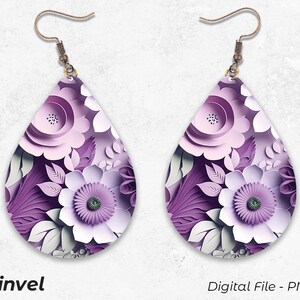 折り紙の花の昇華イヤリングデザインテンプレートPNG、インスタントデジタルダウンロード、イヤリングブランクデザイン、デジタルダウンロード