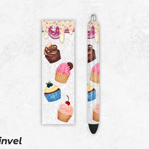 Pen Wraps PNG, Cupcake Pen Wraps Sublimation designs, Waterslide Epoxy Pen Wraps, Sublimation prints , PNG File Digital Download