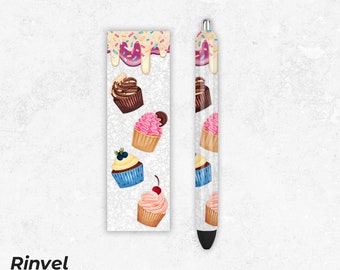 Pen Wraps PNG, Cupcake Pen Wraps Sublimation designs, Waterslide Epoxy Pen Wraps, Sublimation prints , PNG File Digital Download
