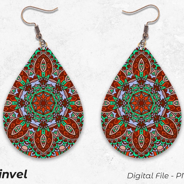 Mandala Sublimation Earring Designs Template PNG, Instant Digital Download, Earring Blanks Design, Digital Download