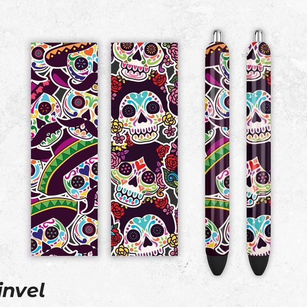 Pen Wraps PNG, Sugar Skull Pen Wraps Sublimation designs, Epoxy Pen Wraps, Sublimation prints , PNG File Digital Download