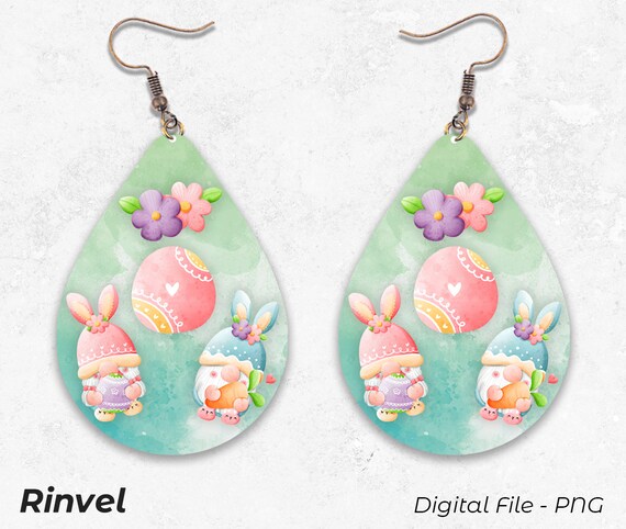 Gnome Easter Bunny Earring, Sublimation Earring Designs Template, Earring  Blanks Design, Teardrop Earring PNG, Instant Digital Download 