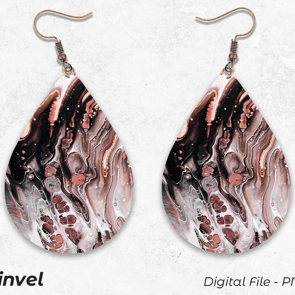 Teardrop Earrings, Liquid Marble Sublimation Earring Designs Template PNG, Sublimation Design, Digital Download