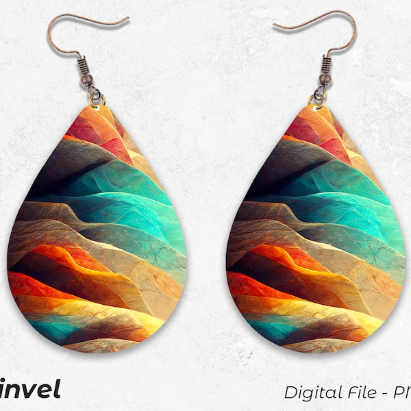 Colorful Earring, Sublimation Earring Designs Template Earring Blanks Design Teardrop Earring PNG Instant Digital Download