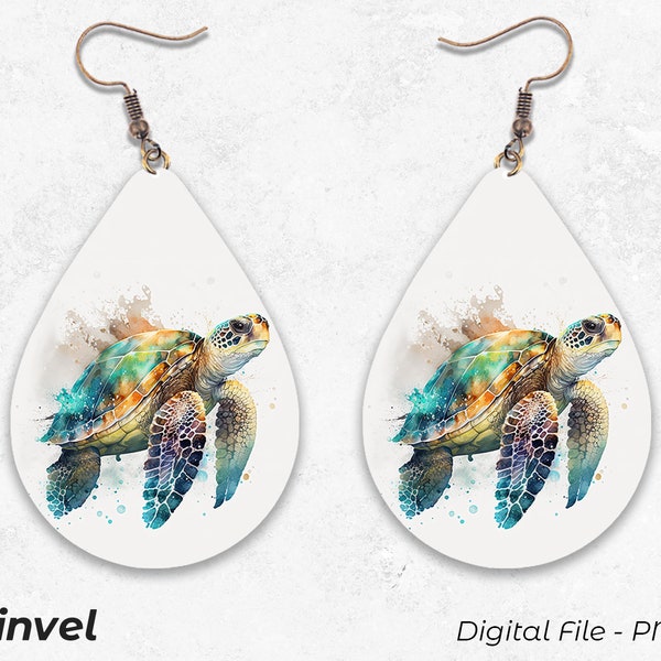 Earring Png, Turtle Sublimation Earring Designs, Teardrop Earring Sublimation Designs, Digital Png Instant Download