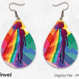 Rainbow Pride, Teardrop Earrings Sublimation, LGBTQ Pride, Digital Download