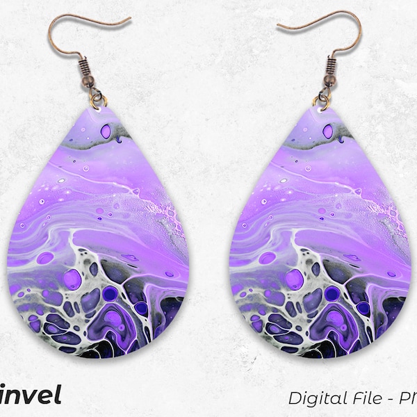 Teardrop Earrings PNG, Sublimation Earring Designs Template PNG, Liquid Marble Sublimation Design, Digital Download