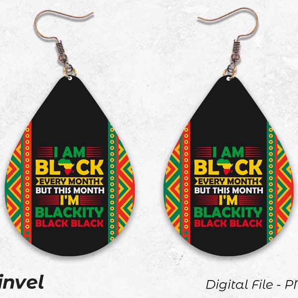 Black History Sublimation Teardrop Earring Designs Template PNG, Instant Digital Download