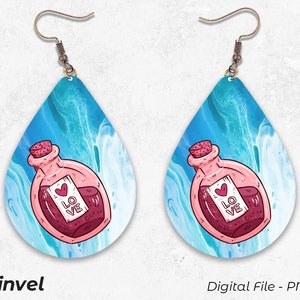 Valentines Earring, Sublimation Earring Designs Template Earring Blanks Design Teardrop Earring PNG Instant Digital Download