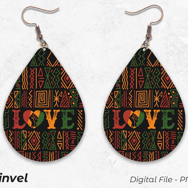 Teardrop Earrings PNG, Sublimation Earring Designs Template PNG, Black History Sublimation Design, Digital Download