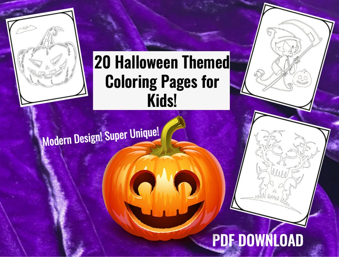 Modern Halloween Coloring Pages for Kids and Adults - Etsy