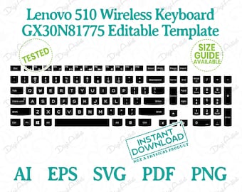 Lenovo 510 Wireless Keyboard nun 510g x30n81775 Bearbeitbare Vorlage von DigiArtist Store, Lenovo Tastaturvorlage in sofortigem digitalen Download, DS371