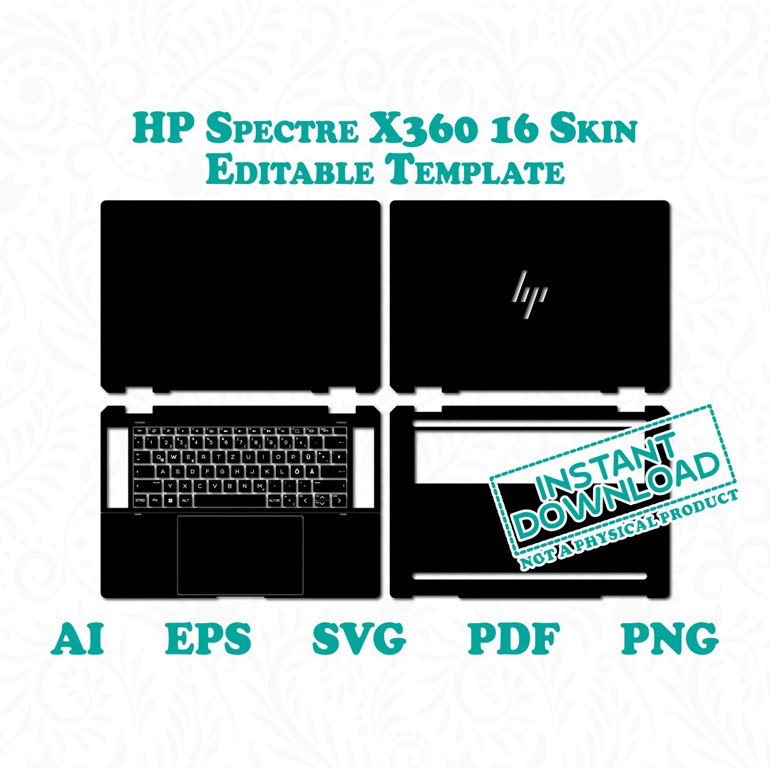 HP Spectre X360 16 Skin Editable Template by Digiartist Store HP Spectre X360 Case Printable Template in Instant Digitaldownload ds231 Etsy