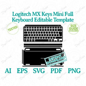 Logitech MX Keys Mini Full Keyboard Skin by DigiArtist Store, Logitech Mini Custom Keyboard Template in Instant Digital Download, D380