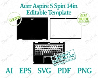 Acer Aspire 5 Spin 14 in bearbeitbarer Vorlage von DigiArtist Store, Acer Spin 5 Aufklebervorlage in sofortiger digitaler Download, DS355