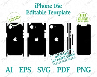 iPhone 16e Template by DigiArtist Store, Apple iPhone 16e Skin Editable Template in Instant Digital Download, DS364
