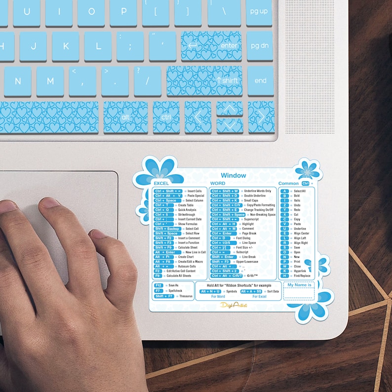 Excell File Stickers Word and Excel Shortcut Stickers in 2 Multi-colors and Sizes Flower ...