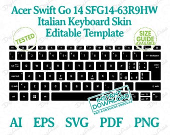 Skin per tastiera italiana per Acer Swift Go 14 2024 (download digitale - file ai, eps, svg, pdf, png), DS415