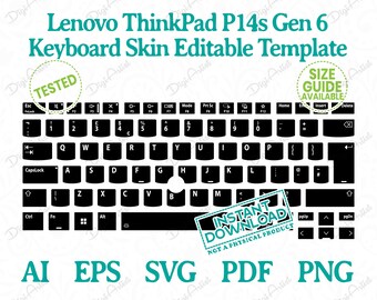 Lenovo ThinkPad P14s Gen 6 2026 in English Layout Keyboard Skin Editable Template by DigiArtist Store in Instant Digital Download, DS418