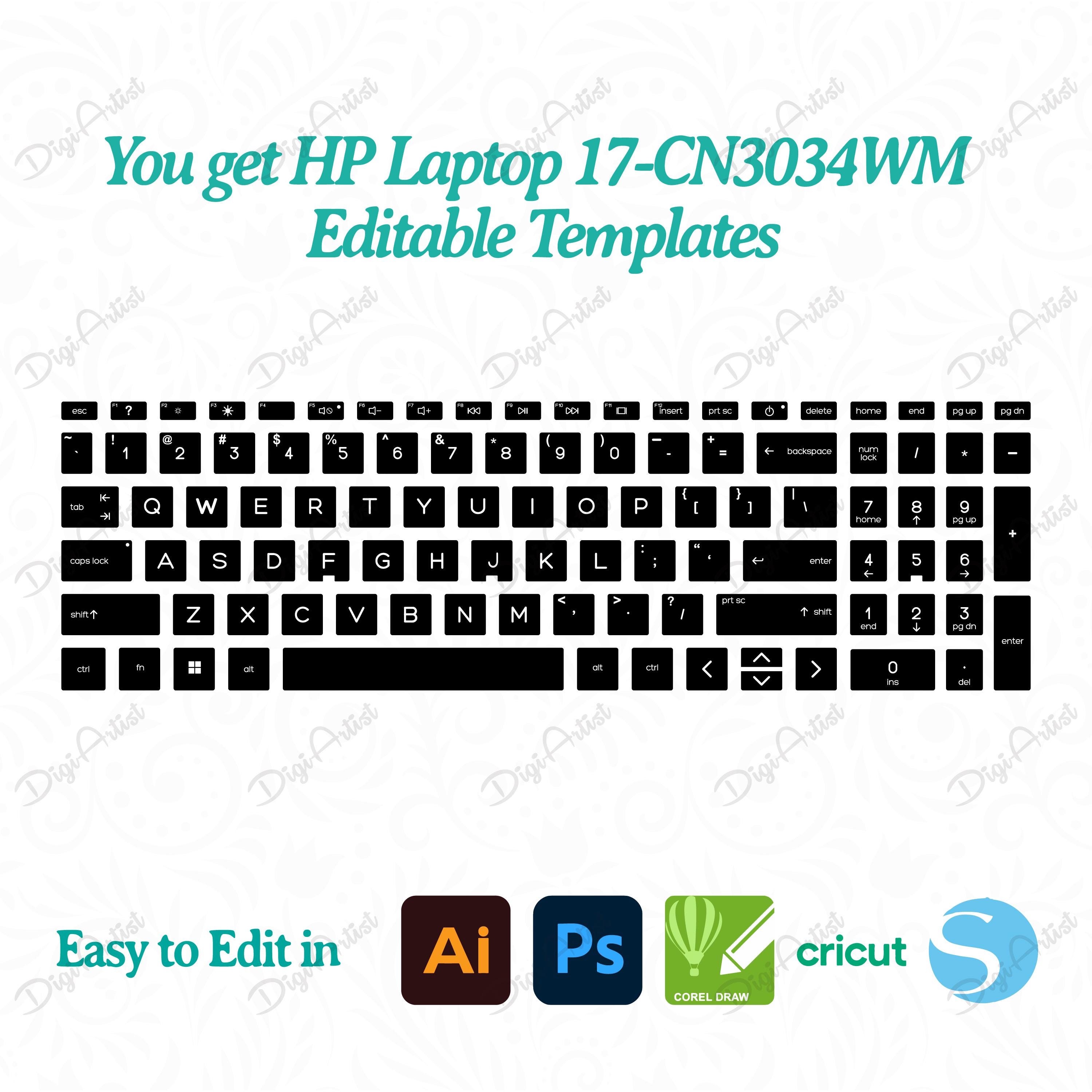HP Laptop 17-CN3034WM Keyboard Editable Template by Digiartist Store ...