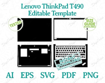 Lenovo ThinkPad T490 Editable Template by DigiArtist Store, Lenovo ThinkPad Laptop Skin Template in Instant Digital Download, DS249