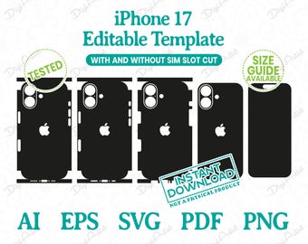 iPhone 17 Skin Editable Template by DigiArtist Store, Apple iPhone 17 Case Skin in Instant Digital Download, DS398