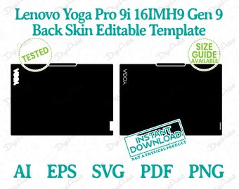 Lenovo Yoga Pro 9i 16IMH9 Gen 9 Back Skin Template by DigiArtist Store in Instant Digital Download, DS449