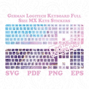 German Logitech Keyboard Full Size MX Keys Keyboard Stickers - Set of 6 Logitech MX Keys Cute Keyboard Stickers - Instant Digital Download