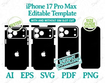 iPhone 17 Pro Max Editable Template by DigiArtist Store, Apple iPhone 17 Pro Max Case Skin in Instant Digital Download, DS395