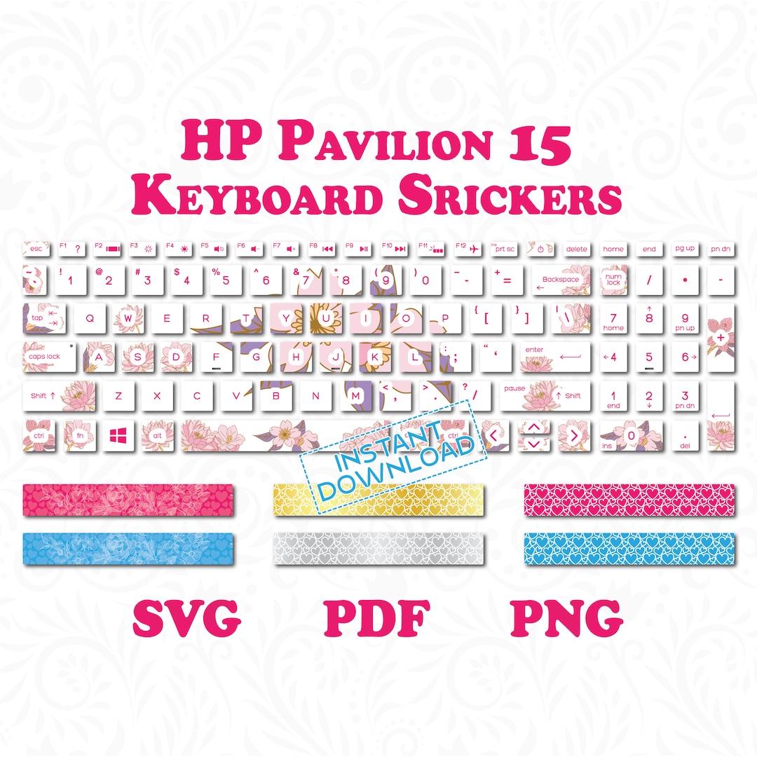 HP Pavilion 15 Keyboard Stickers in 12 Multi HP Laptop Skins Cute