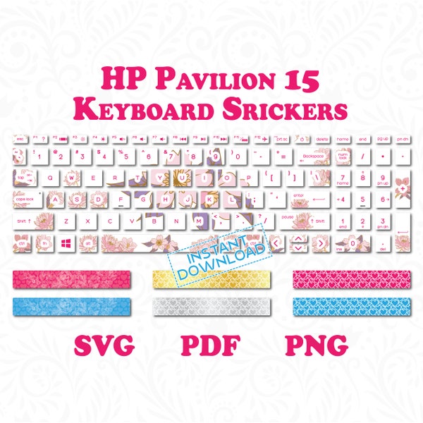 HP Pavilion 15 Tastatur Aufkleber in 12 Multi HP Laptop Skins süße Tastatur Aufkleber, sofortiger digitaler Download