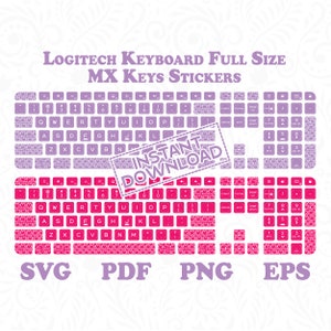 Logitech Keyboard MX Keys toetsenbordstickers op volledige grootte - Set van 6 Logitech MX Keys schattige toetsenbordstickers - directe digitale download