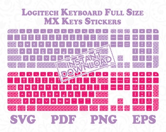Logitech Keyboard Full Size MX Keys Keyboard Stickers - Set of 6 Logitech MX Keys Cute Keyboard Stickers - Instant Digital Download