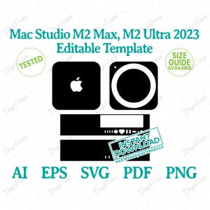 Mac Studio Skin bewerkbare sjabloon door DigiArtist Store, Mac Studio M2 Max, M2 Ultra 2023-sjabloon in directe digitale download, DS352