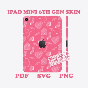 iPad Mini 6th Gen Skin by DigiArtist Store, Pack of 4 Cute Pink iPad Mini Skin in Digital Download, DS133