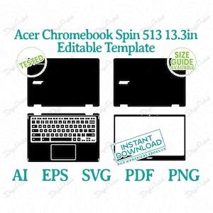 Acer Chromebook Spin 513 13.3in Editable Template by DigiArtist Store, Acer Chromebook Skin in Instant Digital Download, DS329