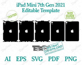 Apple iPad Mini 7th Gen 2021 Editable Template by DigiArtist Store, iPad Mini Skin Template in Instant Digital Download, DS246
