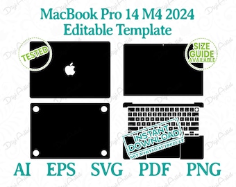 MacBook Pro 14 M4, Pro ad Max 2024 Editable Template by DigiArtist Store, MacBook Pro 14 M4 Skin Template in Instant Digital Download, D373