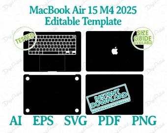 MacBook Air 15 M4 2025 Skin Editable Template by DigiArtist Store, MacBook Air 15-inch Template in Instant Digital Download, D377
