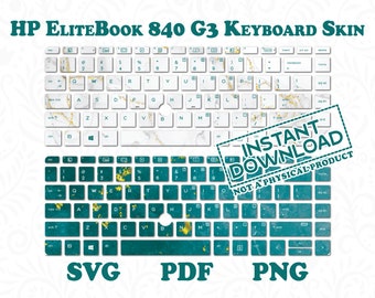 HP EliteBook 840 White Marble Cute Keyboard Stickers by DigiArtist Store Pack of 2 HP Elite Book Keyboard Skins, Digital Download, KS104