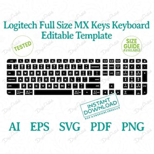 Logitech Full Size MX Keys Editable Template by DigiArtist Store, Logitech Keyboard Decal Template in Instant Digital Download, DS211