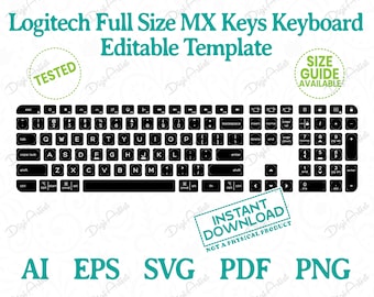Logitech MX Keys S Keyboard Full Size Skin Editable Template by DigiArtist Store in Instant Digital Download, DS211
