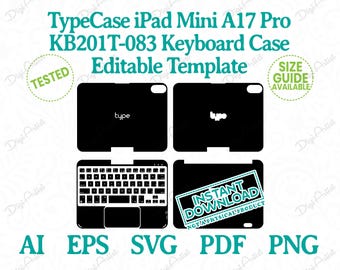 TypeCase iPad Mini A17 Pro KB201T-083 Keyboard Case Editable Template by DigiArtist Store in Instant Digital Download, DS410