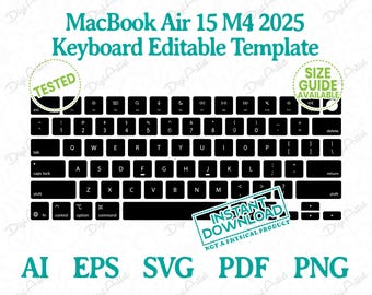 MacBook Air 15 M4 2025 Keyboard Stickers Template by DigiArtist Store, MacBook Air 15-in Editable Template in Instant Digital Download, D378