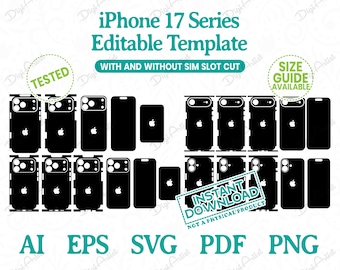 iPhone 17 Series Skin Editable Template by DigiArtist Store, Apple iPhone 17 Pro Max Skin in Instant Digital Download, DS399