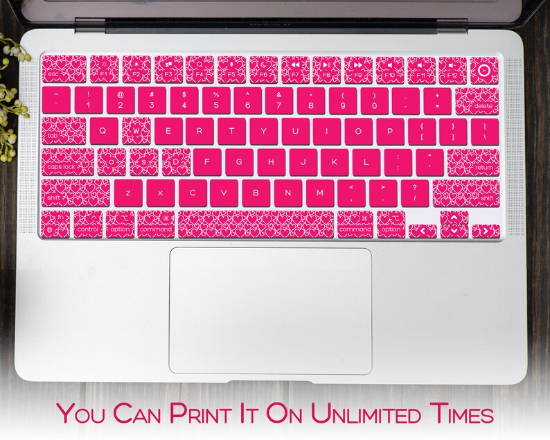 Keyboard Printable Stickers, MacBook 13.6 Inch Laptop Decal Clipart, Pack of 4, Instant Digital