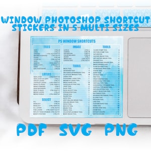 Adobe Photoshop Shortcut Fenster Shortcut Aufkleber, Packung mit 5 Größen Photoshop Tastatur Fenster Shortcuts, sofortiger digitaler Download