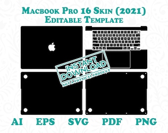 Macbook Pro 16 Skin (2021) Editable Template by DigiArtist Store, Macbook Pro 16 Cut Files for Cricut in Instant Digital Download, DS264