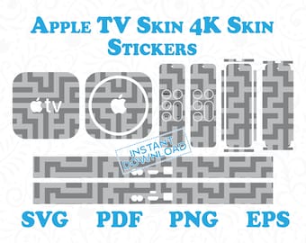 Apple TV 4th Gen 4k Skin Stickers by DigiArtist Store, Pack of 6 Apple TV Case Apple TV Remote Stickers in Instant Digital Download, DS032